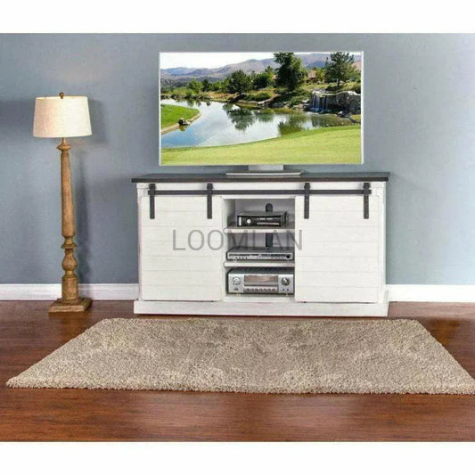 65" TV Stand Sliding Barn Doors Farmhouse - LOOMLAN - Sunny D - TV Stands & Media Centers