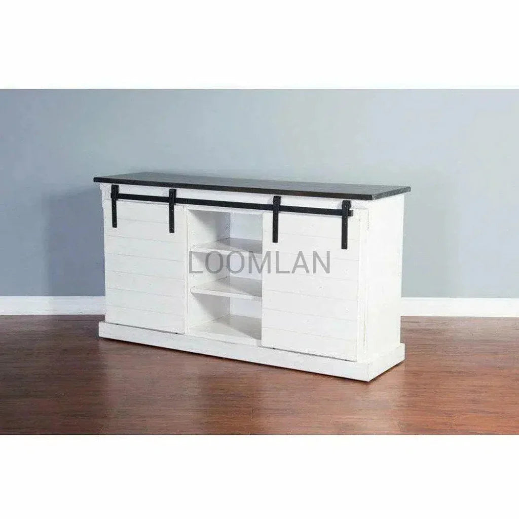 65" TV Stand Sliding Barn Doors Farmhouse - LOOMLAN - Sunny D - TV Stands & Media Centers