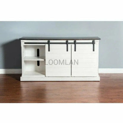 65" TV Stand Sliding Barn Doors Farmhouse - LOOMLAN - Sunny D - TV Stands & Media Centers
