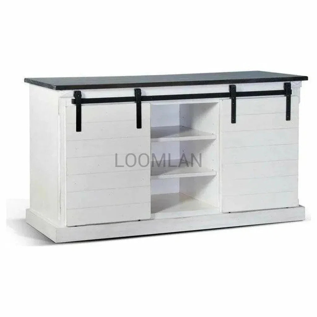 65" TV Stand Sliding Barn Doors Farmhouse - LOOMLAN - Sunny D - TV Stands & Media Centers