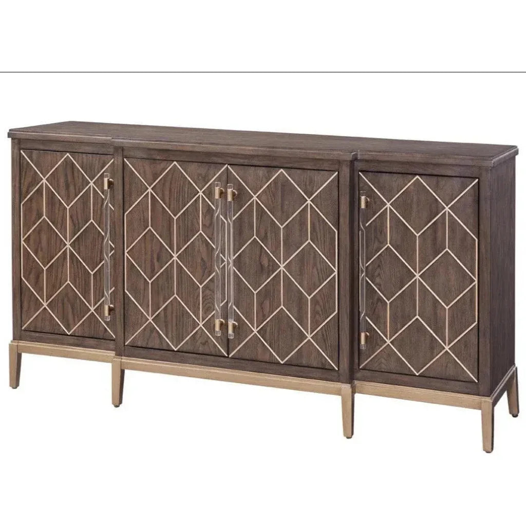 68" Perrine Brown & Gold Wooden Credenza - LOOMLAN - Bassett Mirror - Sideboards