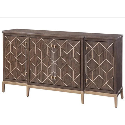 68" Perrine Brown & Gold Wooden Credenza - LOOMLAN - Bassett Mirror - Sideboards