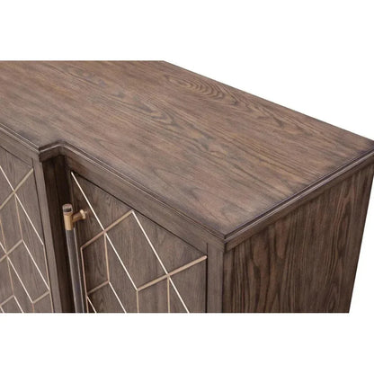 68" Perrine Brown & Gold Wooden Credenza - LOOMLAN - Bassett Mirror - Sideboards