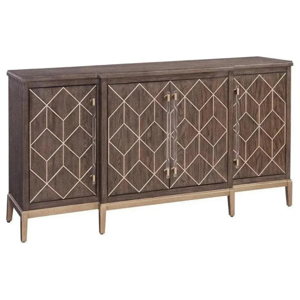68" Perrine Brown & Gold Wooden Credenza - LOOMLAN - Bassett Mirror - Sideboards