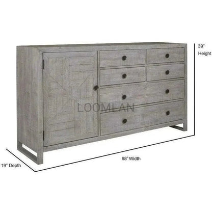 68" Reclaimed Pine Wood Serenity Drawer Dresser - LOOMLAN - LOOMLAN - Dressers