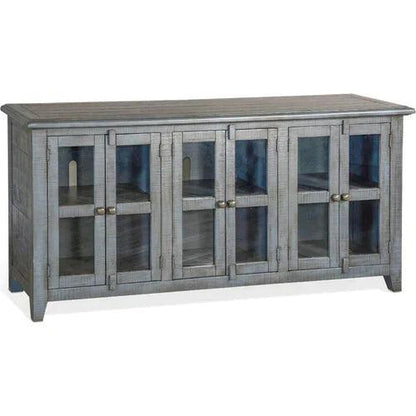 70" Blue TV Stand With Glass Doors - LOOMLAN - Sunny D - TV Stands & Media Centers