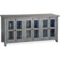 70" Blue TV Stand With Glass Doors - LOOMLAN - Sunny D - TV Stands & Media Centers