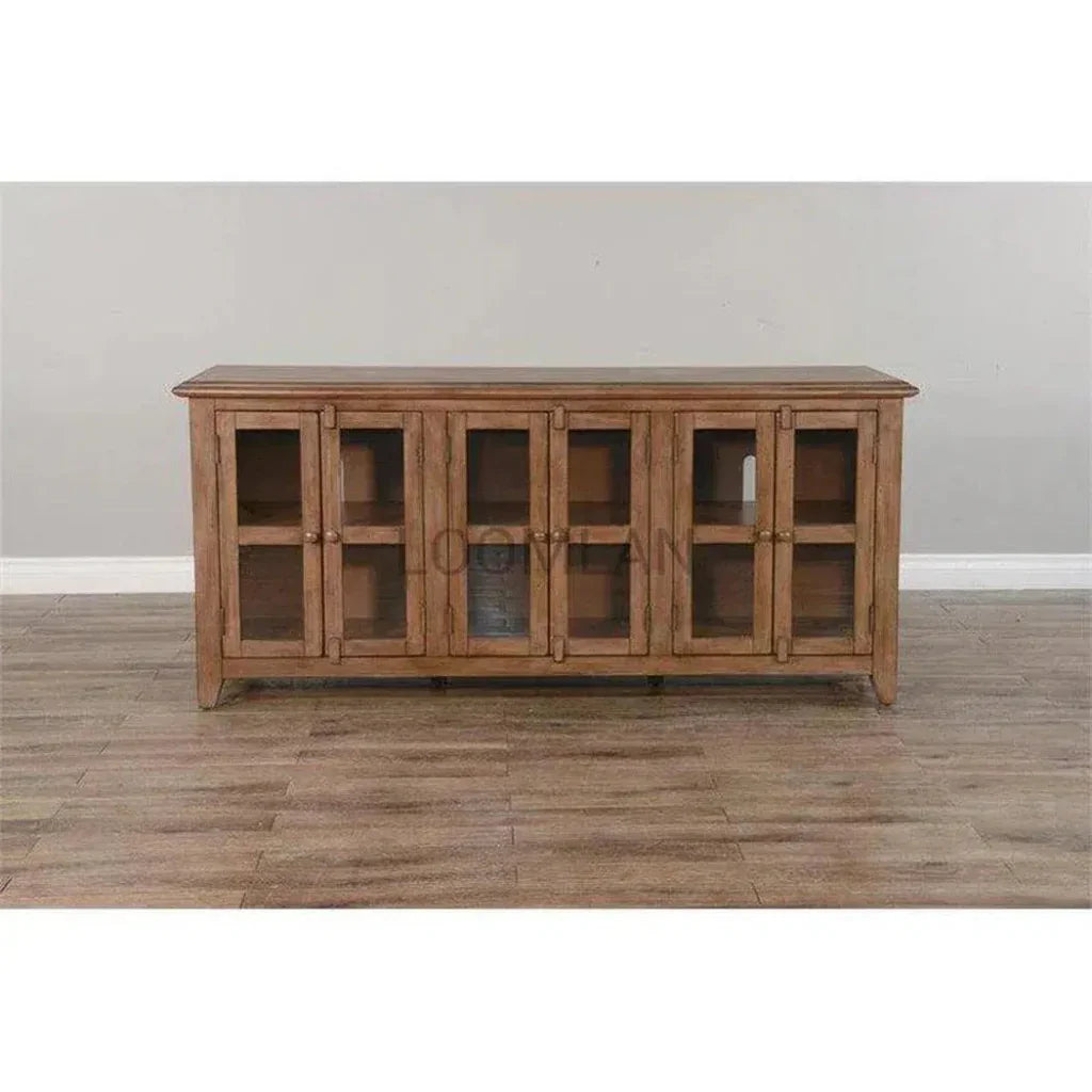 70" Brown TV Stand Glass Doors - LOOMLAN - Sunny D - TV Stands & Media Centers