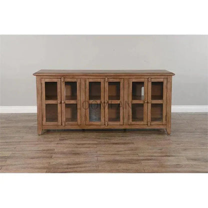 70" Brown TV Stand Glass Doors - LOOMLAN - Sunny D - TV Stands & Media Centers