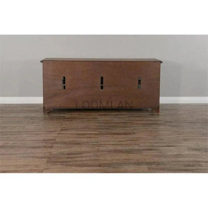 70" Brown TV Stand Glass Doors - LOOMLAN - Sunny D - TV Stands & Media Centers