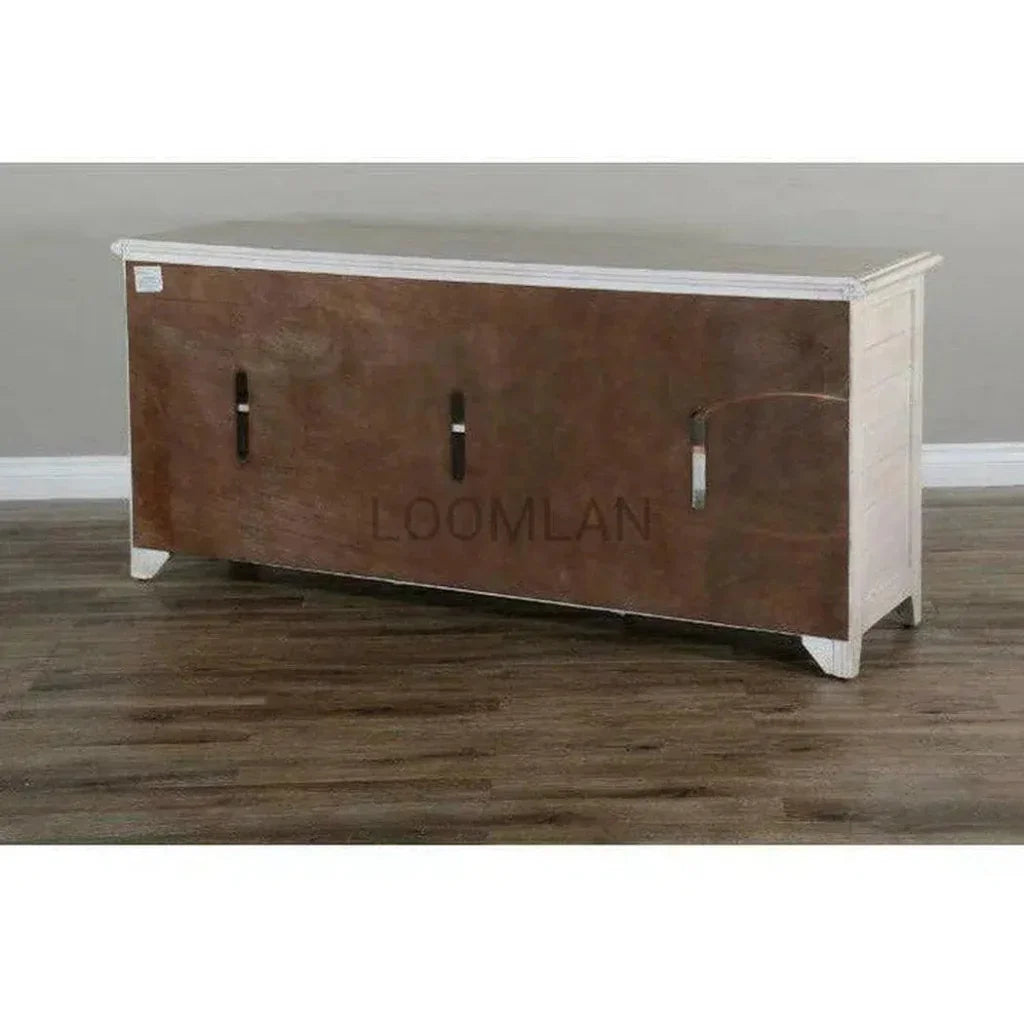 70" TV Stand Glass Doors Storage Cabinet - LOOMLAN - Sunny D - TV Stands & Media Centers