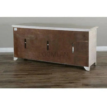 70" TV Stand Glass Doors Storage Cabinet - LOOMLAN - Sunny D - TV Stands & Media Centers