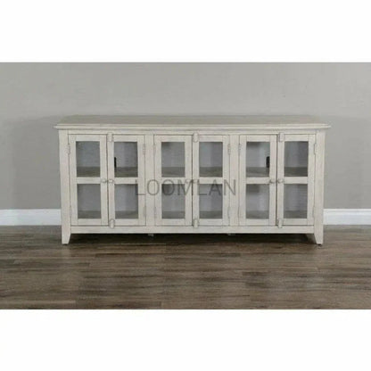 70" TV Stand Glass Doors Storage Cabinet - LOOMLAN - Sunny D - TV Stands & Media Centers