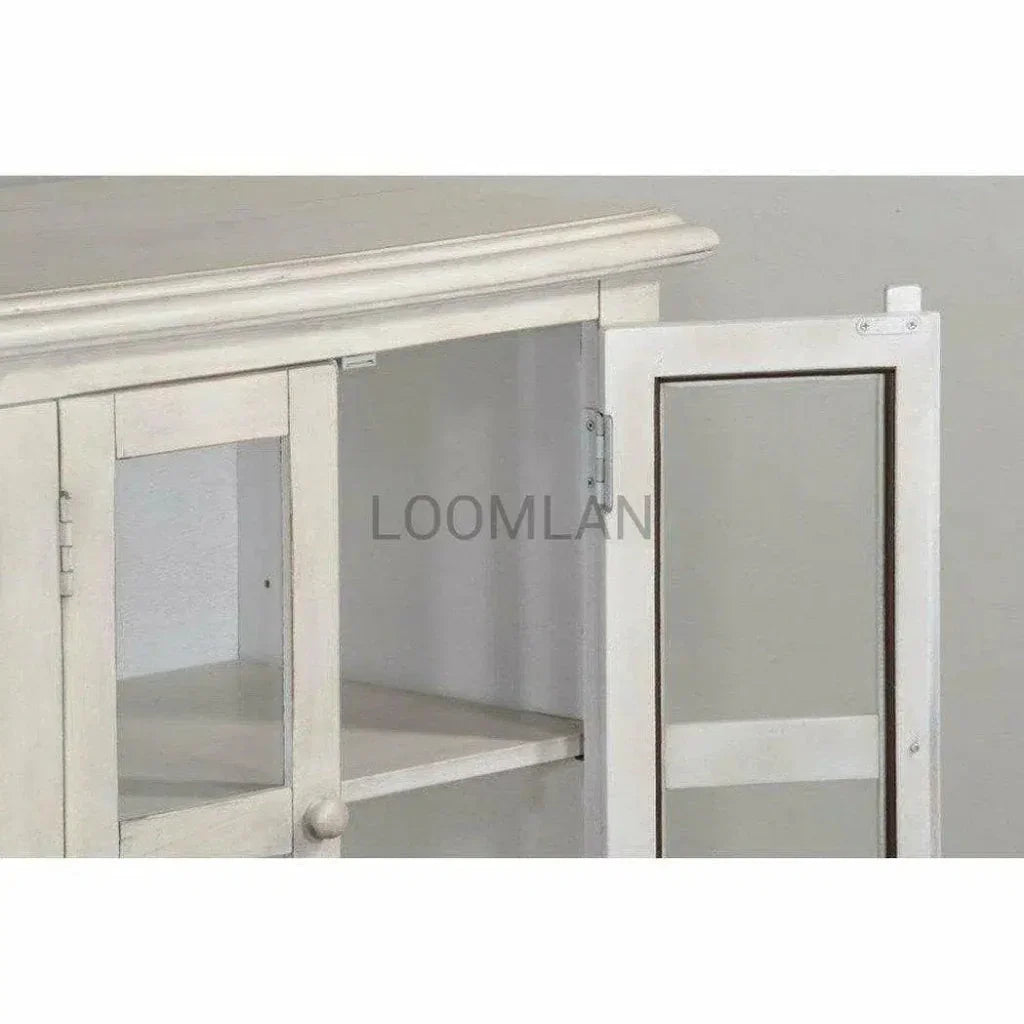 70" TV Stand Glass Doors Storage Cabinet - LOOMLAN - Sunny D - TV Stands & Media Centers