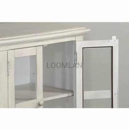 70" TV Stand Glass Doors Storage Cabinet - LOOMLAN - Sunny D - TV Stands & Media Centers
