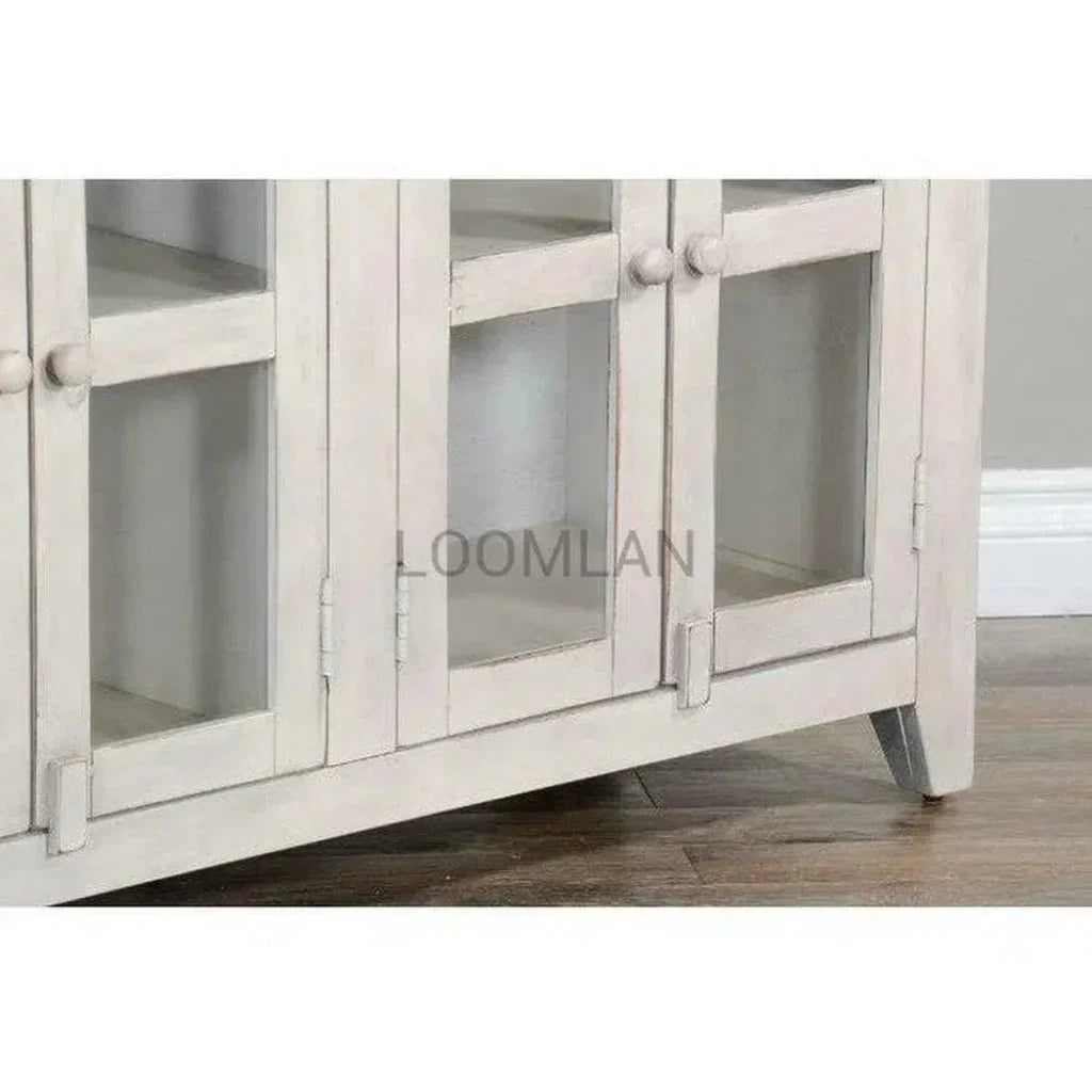 70" TV Stand Glass Doors Storage Cabinet - LOOMLAN - Sunny D - TV Stands & Media Centers