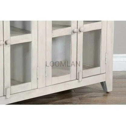 70" TV Stand Glass Doors Storage Cabinet - LOOMLAN - Sunny D - TV Stands & Media Centers