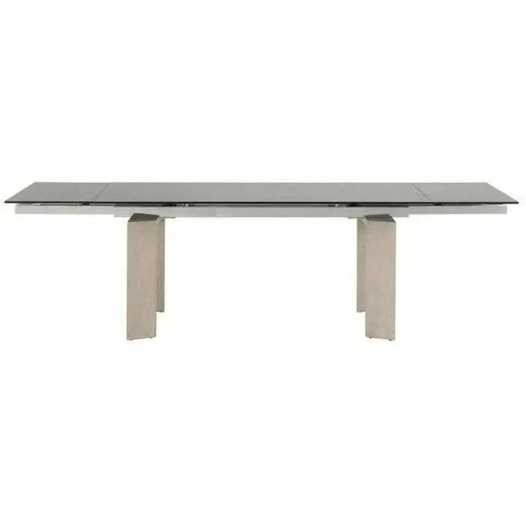 71-106" Extendable Glass Top Dining Table-Dining Tables-Essentials For Living-LOOMLAN