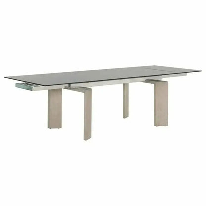 71-106" Extendable Glass Top Dining Table-Dining Tables-Essentials For Living-LOOMLAN
