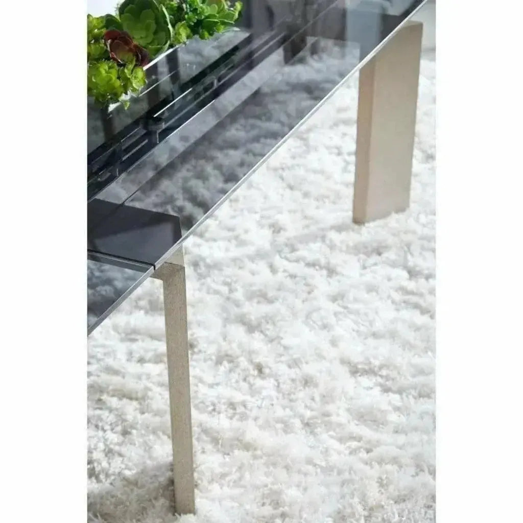 71-106" Extendable Glass Top Dining Table-Dining Tables-Essentials For Living-LOOMLAN
