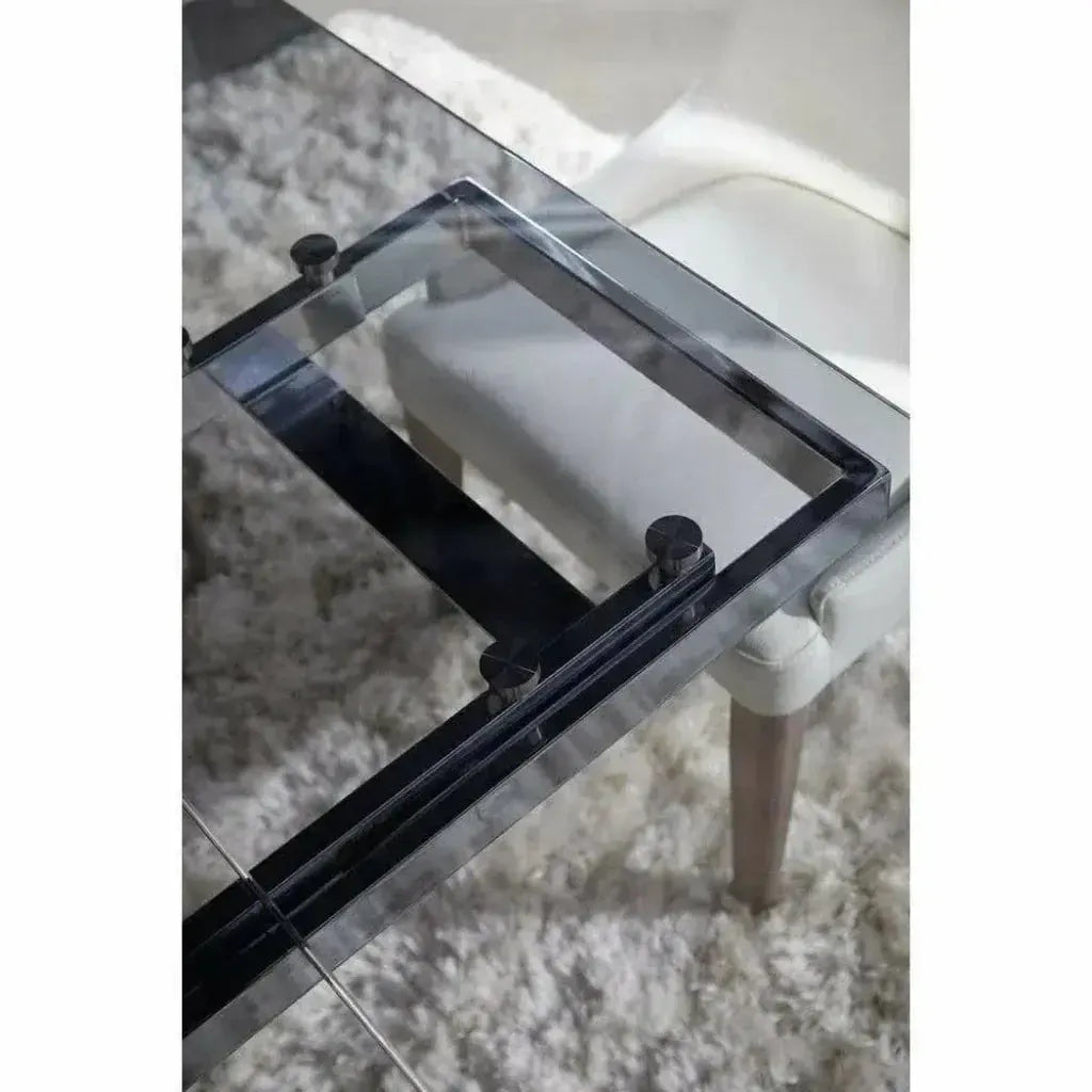 71-106" Extendable Glass Top Dining Table-Dining Tables-Essentials For Living-LOOMLAN