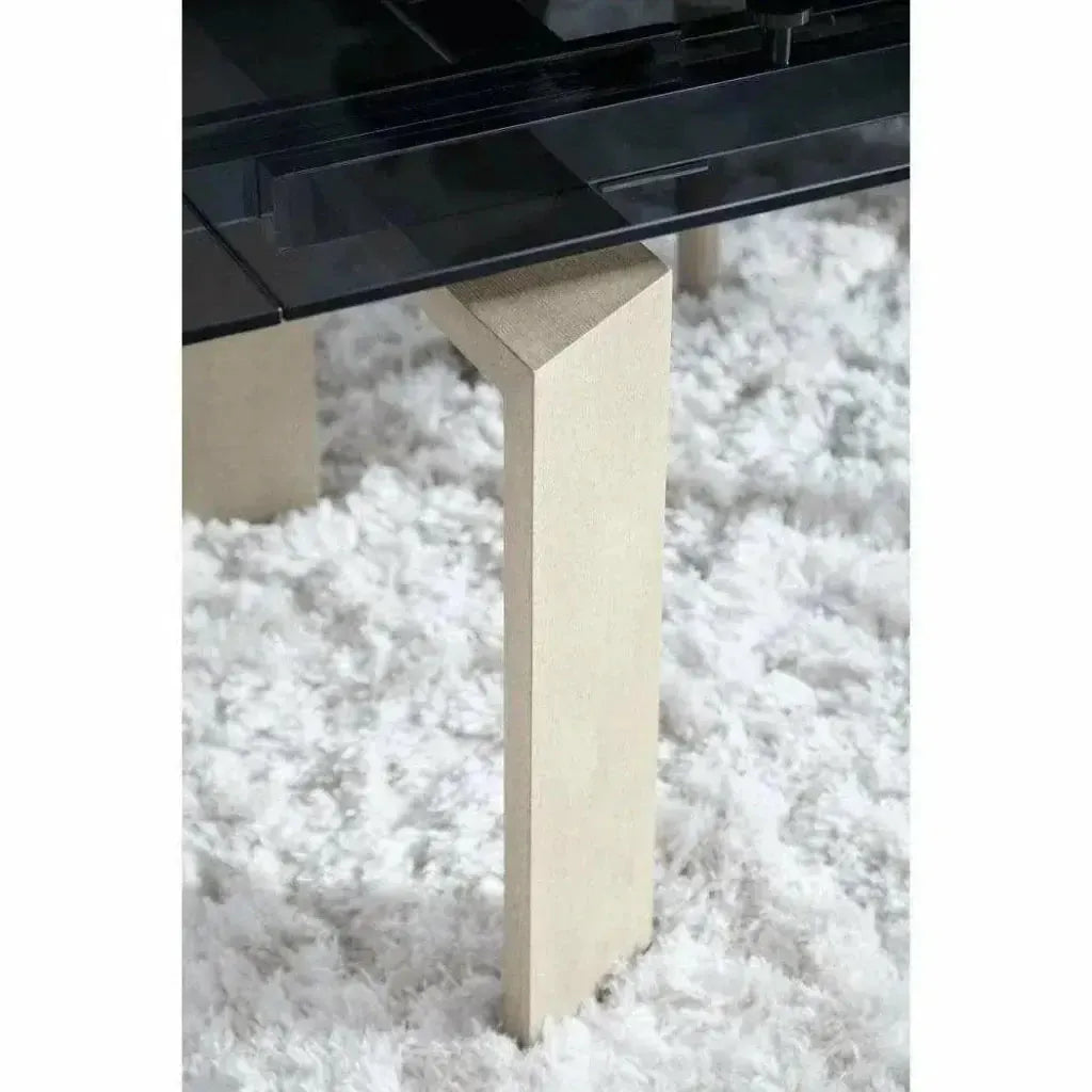 71-106" Extendable Glass Top Dining Table-Dining Tables-Essentials For Living-LOOMLAN