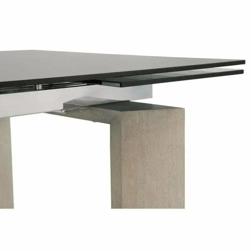 71-106" Extendable Glass Top Dining Table-Dining Tables-Essentials For Living-LOOMLAN