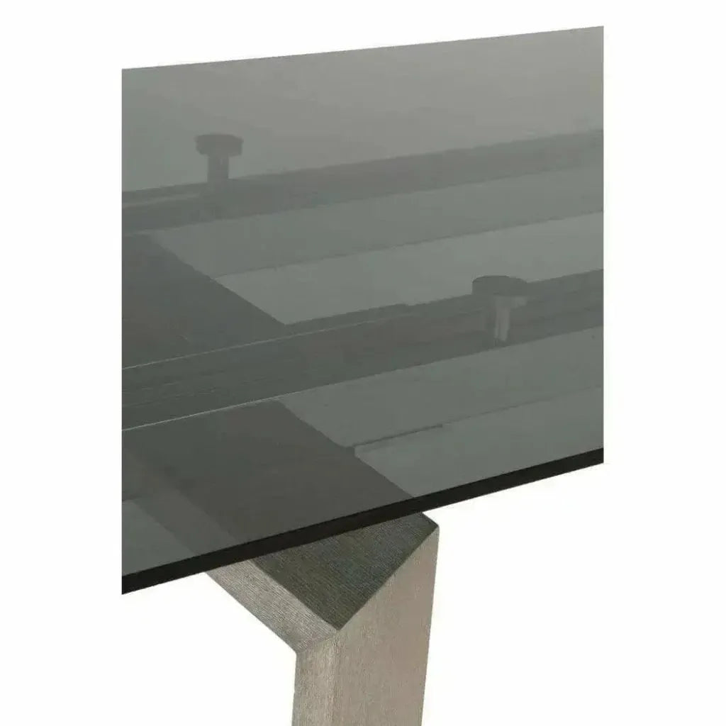 71-106" Extendable Glass Top Dining Table-Dining Tables-Essentials For Living-LOOMLAN