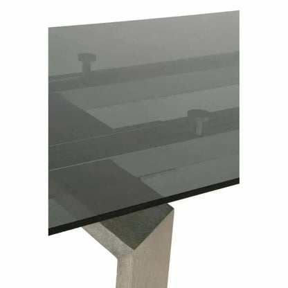 71-106" Extendable Glass Top Dining Table-Dining Tables-Essentials For Living-LOOMLAN