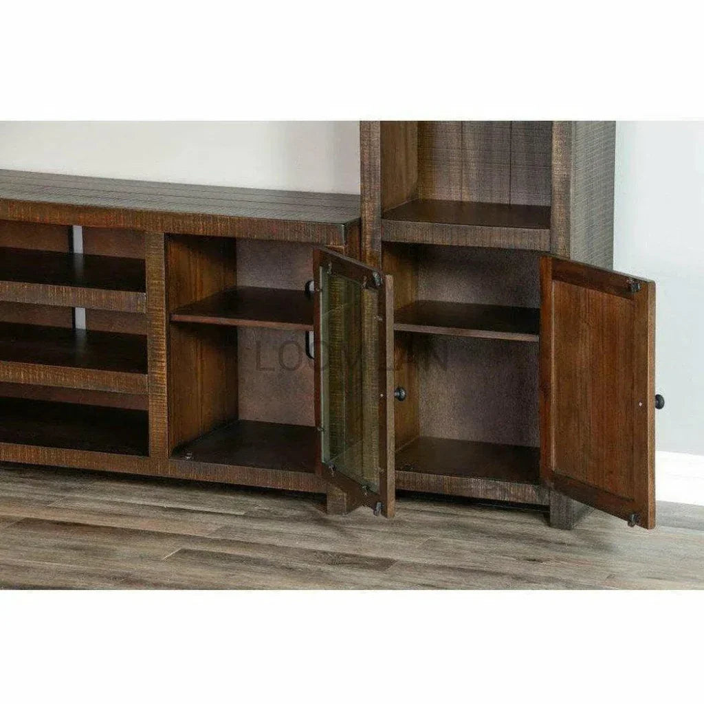 72" TV Stand Glass Doors Wood - LOOMLAN - Sunny D - TV Stands & Media Centers