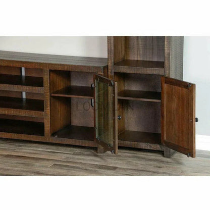 72" TV Stand Glass Doors Wood - LOOMLAN - Sunny D - TV Stands & Media Centers