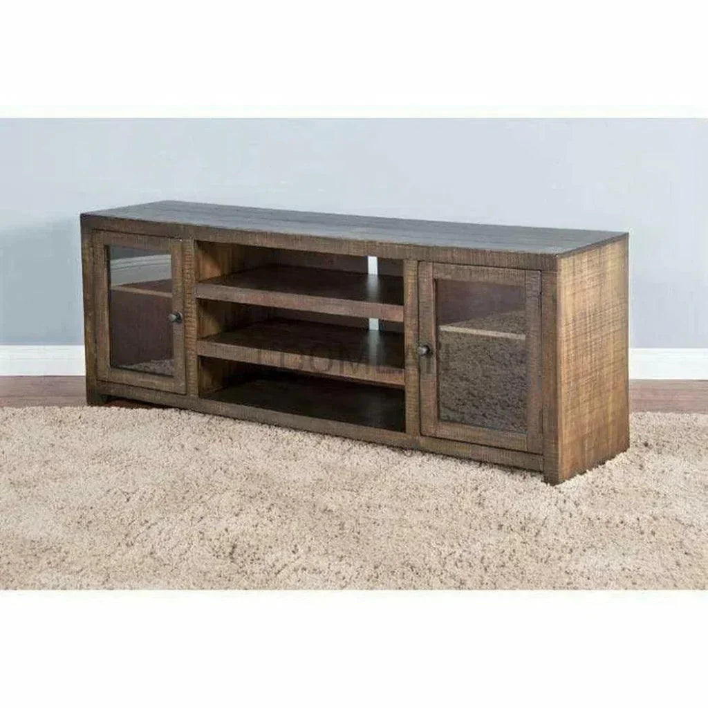 72" TV Stand Glass Doors Wood - LOOMLAN - Sunny D - TV Stands & Media Centers