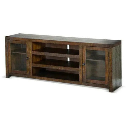 72" TV Stand Glass Doors Wood - LOOMLAN - Sunny D - TV Stands & Media Centers