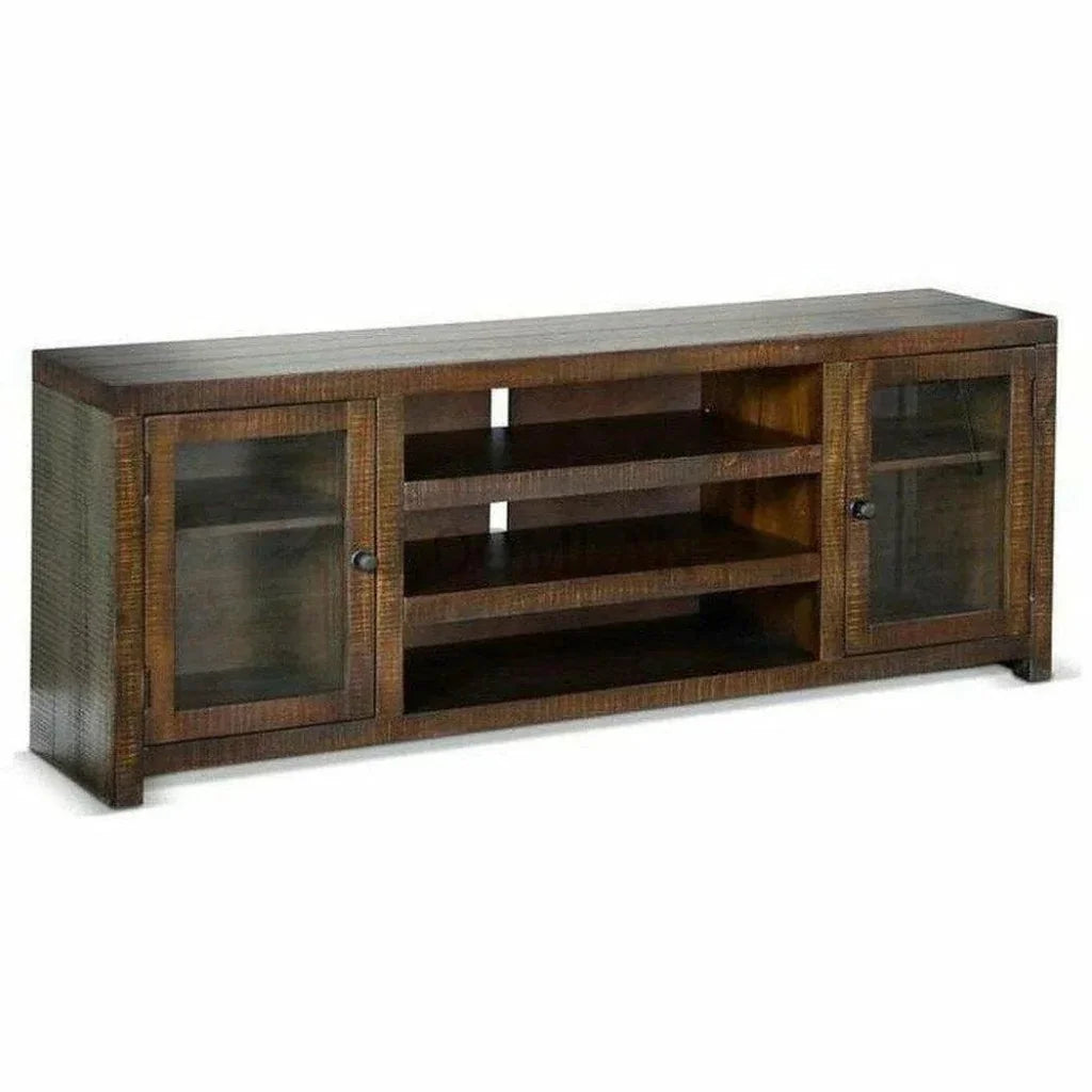 72" TV Stand Glass Doors Wood - LOOMLAN - Sunny D - TV Stands & Media Centers