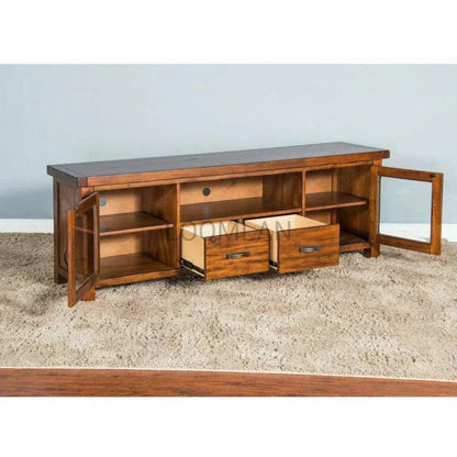 74" TV Stand Glass Doors Storage Drawers - LOOMLAN - Sunny D - TV Stands & Media Centers