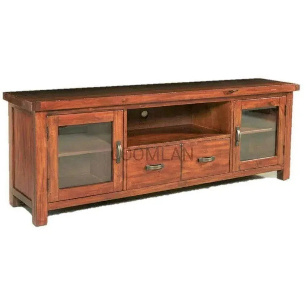 74" TV Stand Glass Doors Storage Drawers - LOOMLAN - Sunny D - TV Stands & Media Centers