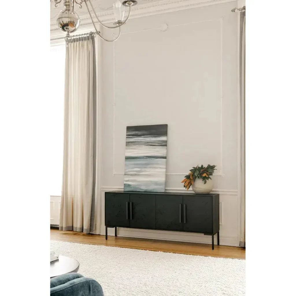 77" Reclaimed Wood Herringbone Black Fishbone Sideboard - LOOMLAN - Moe's Home - Sideboards