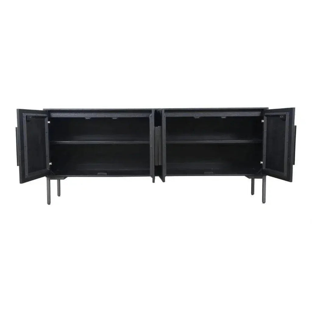 77" Reclaimed Wood Herringbone Black Fishbone Sideboard - LOOMLAN - Moe's Home - Sideboards