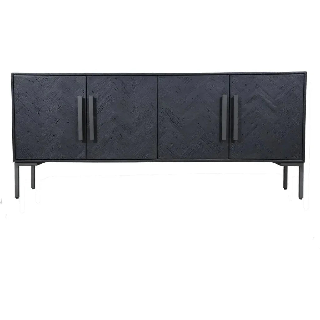 77" Reclaimed Wood Herringbone Black Fishbone Sideboard - LOOMLAN - Moe's Home - Sideboards