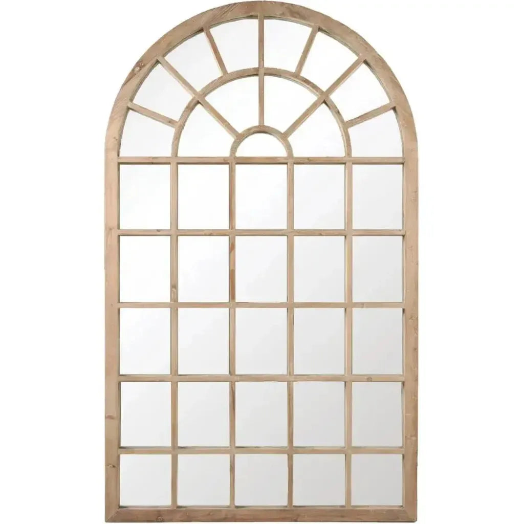 78" Natural Wood Grid Floor Mirror Extra Large Leaner-Floor Mirrors-Essentials For Living-LOOMLAN