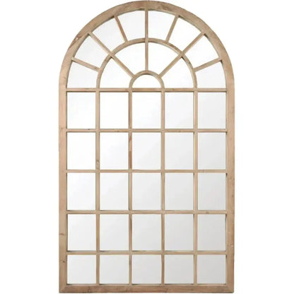 78" Natural Wood Grid Floor Mirror Extra Large Leaner-Floor Mirrors-Essentials For Living-LOOMLAN