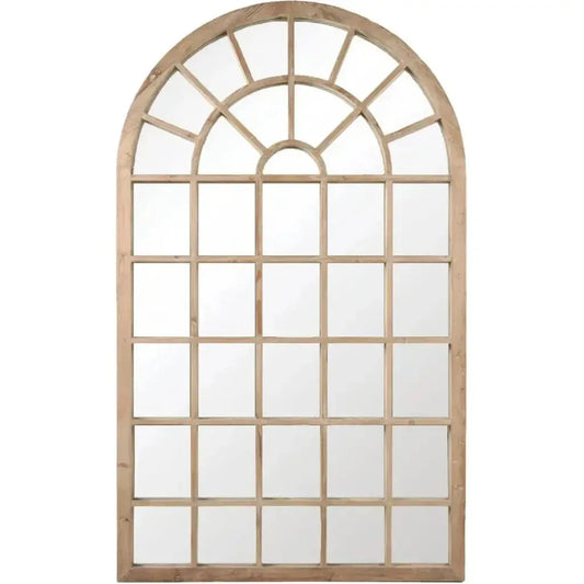 78" Natural Wood Grid Floor Mirror Extra Large Leaner-Floor Mirrors-Essentials For Living-LOOMLAN