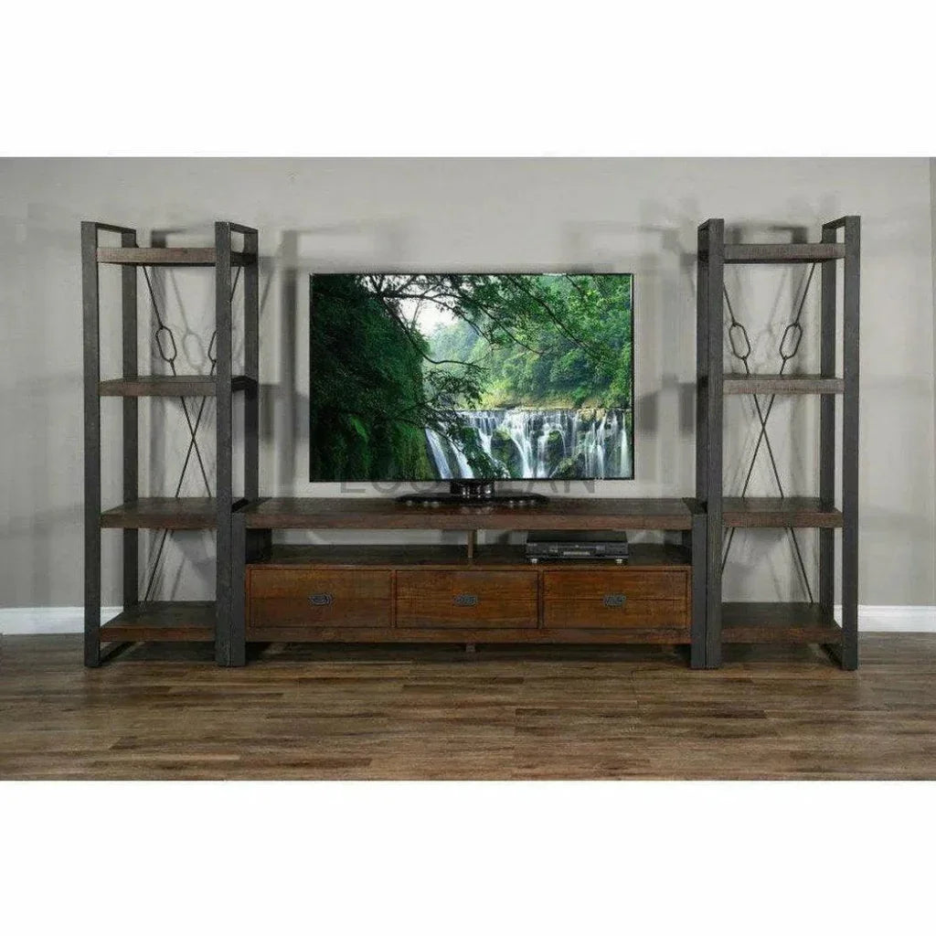 78" TV Stand Rustic Industrial Cabinet - LOOMLAN - Sunny D - TV Stands & Media Centers