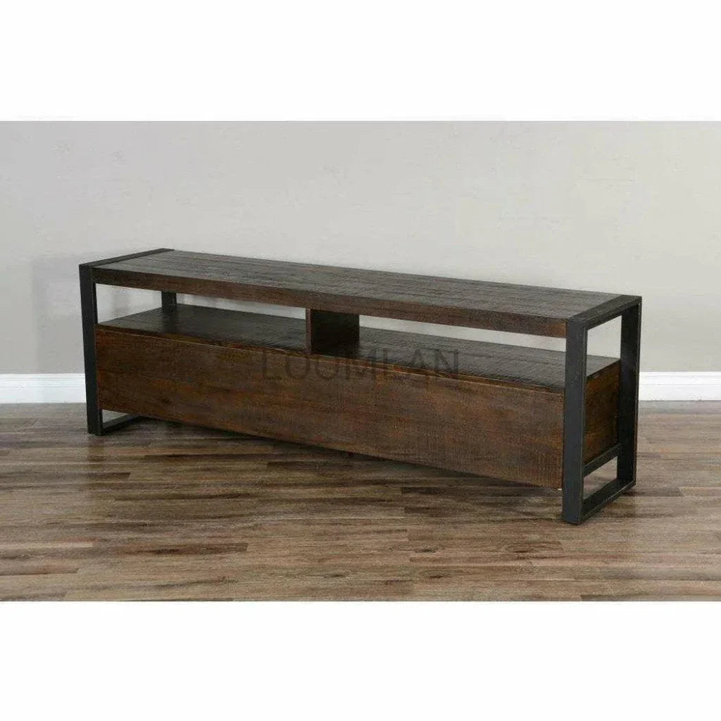 78" TV Stand Rustic Industrial Cabinet - LOOMLAN - Sunny D - TV Stands & Media Centers