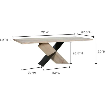 79 Inch Dining Table Natural Contemporary-Dining Tables-Moe's Home-LOOMLAN
