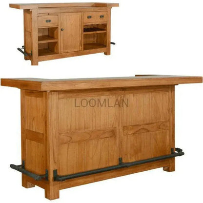 80" Game Room Rustic Basement Bar Island-Home Bar Islands-Sunny D-LOOMLAN