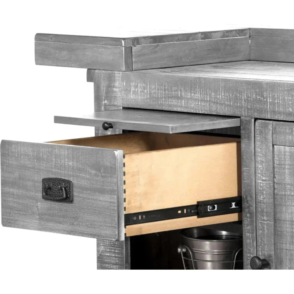 80" Grey Basement Bar Counter Server-Home Bar Islands-Sunny D-LOOMLAN