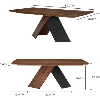 80 Inch Dining Table Brown Contemporary-Dining Tables-Moe's Home-LOOMLAN