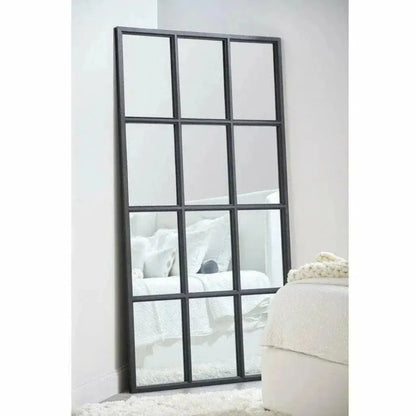 85" Black Grid Floor Mirror Extra Large Leaner-Floor Mirrors-Essentials For Living-LOOMLAN