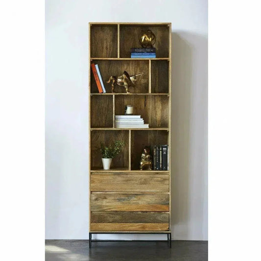 86 Inch Shelf W Drawers Natural Scandinavian - LOOMLAN - Moe's Home - Bookcases